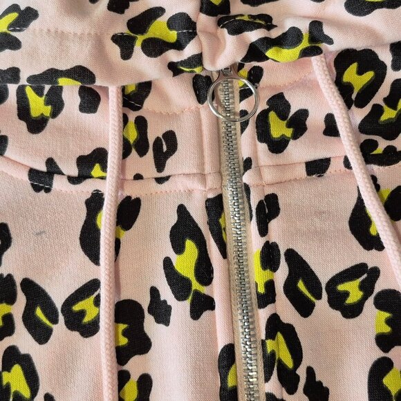 EUC Genetic Apparel pink & white animal print colour block hooded sweatshirt, L - Picture 8 of 10